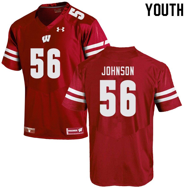 Youth #56 Rodas Johnson Wisconsin Badgers College Football Jerseys Sale-Red